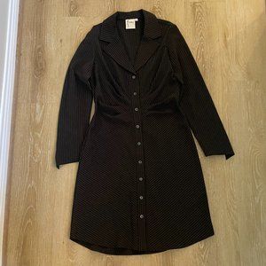 Finley - PINSTRIPE CLEO TUCKED DRESS in Black/White, Size XS